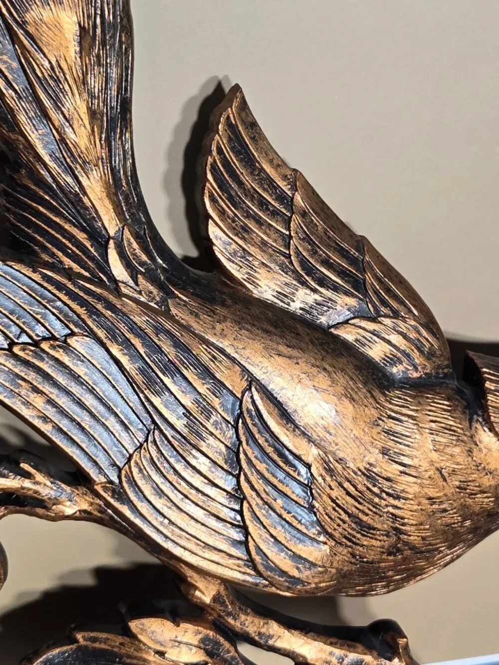 1970s Gold Bird Wall Plaques, Coppercraft Guild Branch Sculptures, MCM NOS